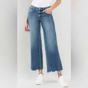 Lovervet by Vervet Mid-Rise Raw Hem Wide Leg Jeans 16W